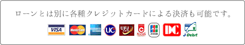 ローンとは別に各種クレジットカードによる決済も可能です。